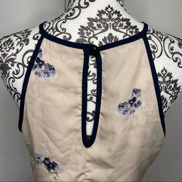 Beige Sheer Floral Halter Tank Top Blouse Large - Picture 4 of 8